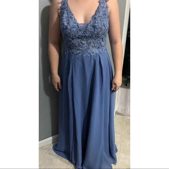 JJs House Dresses Jjs House Slate Blue Prom Dress Poshmark